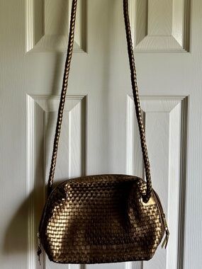Accente Metalilic Gold Woven Small Crossbody Purse